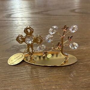 Gold Crystal Tree and Cross Decor